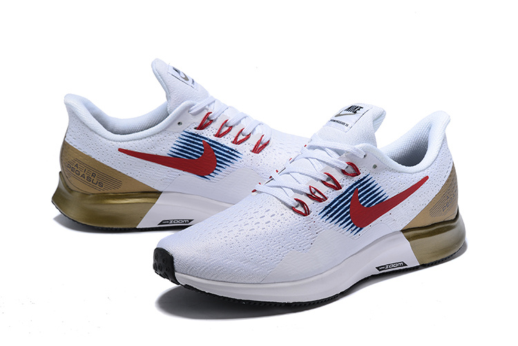 Men Nike Air Zoom Pegasus 35 White Red Gold Shoes